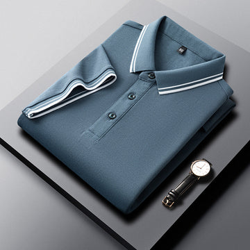 Summer Lapel Mercerized Cotton T-shirt Breathable