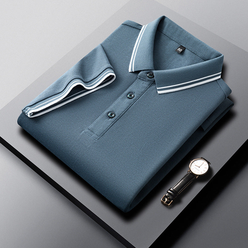 Summer Lapel Mercerized Cotton T-shirt Breathable