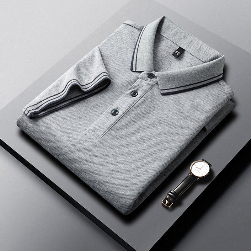 Summer Lapel Mercerized Cotton T-shirt Breathable