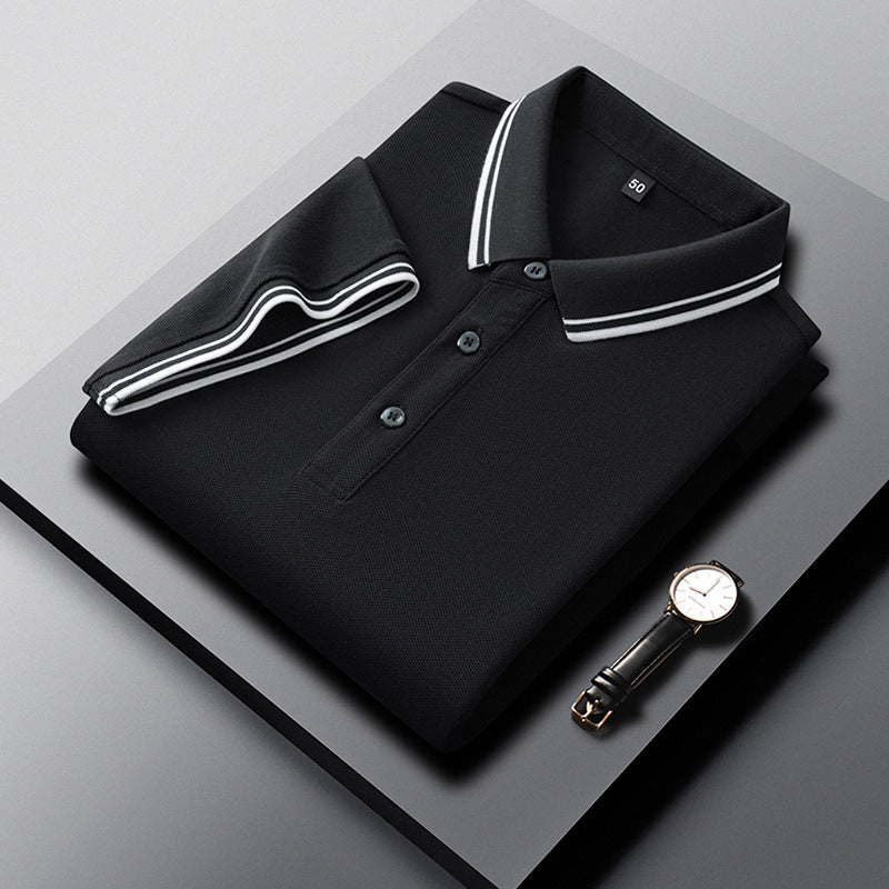 Summer Lapel Mercerized Cotton T-shirt Breathable