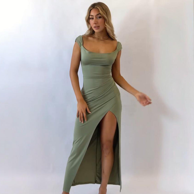 Square Collar Elegant Tied Dress