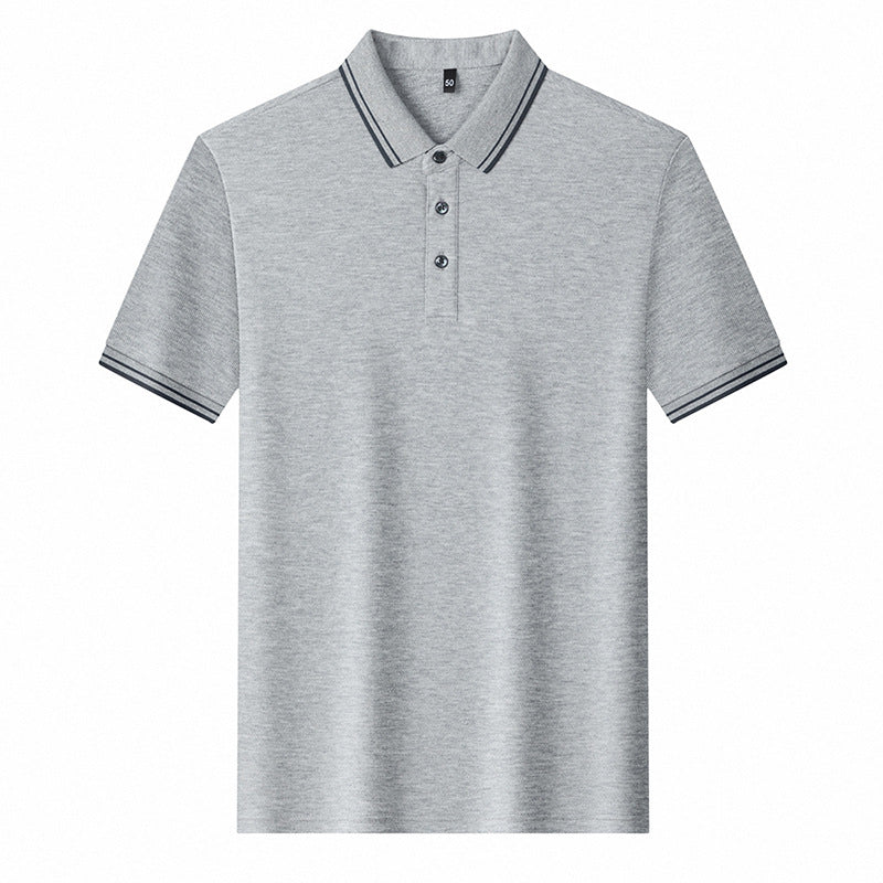 Summer Lapel Mercerized Cotton T-shirt Breathable