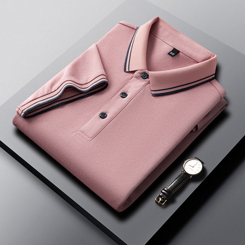 Summer Lapel Mercerized Cotton T-shirt Breathable