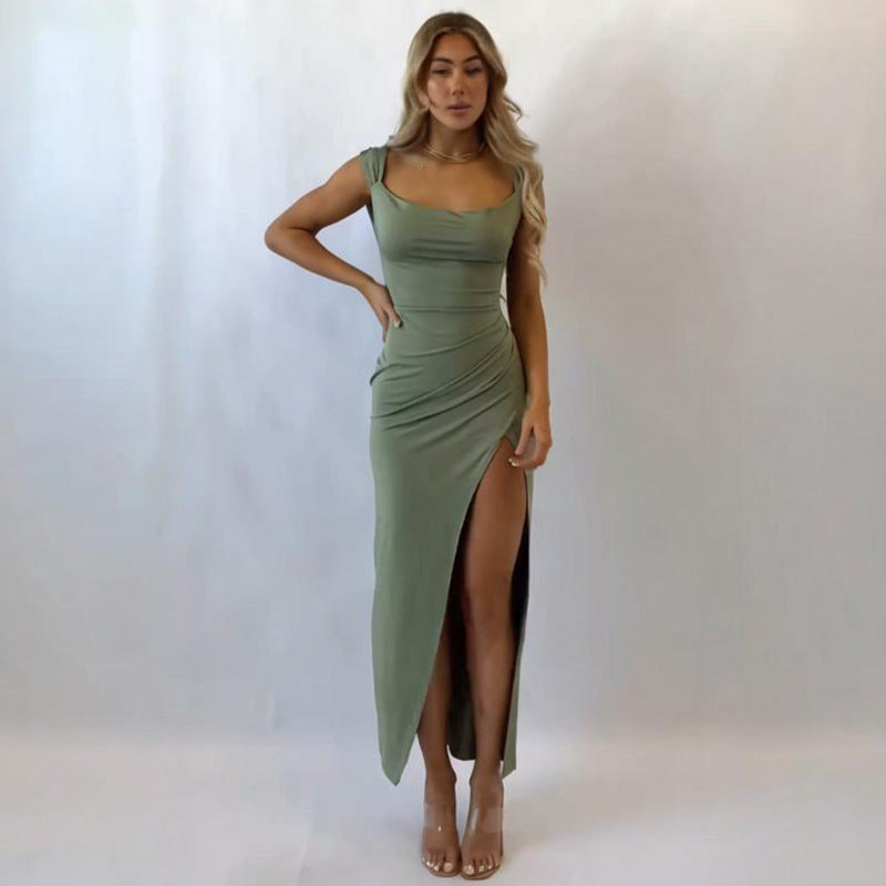 Square Collar Elegant Tied Dress